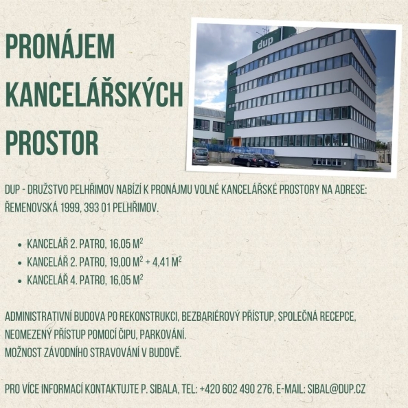 Pronájem kancelářských prostor